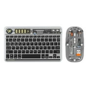 moobody Wireless Keyboard \u0026 Mice Combo, Transparent Design, LED Backlit, Rechargeable, Type C Charging, Compatible with Windows MacOS, for Office, Home, Game